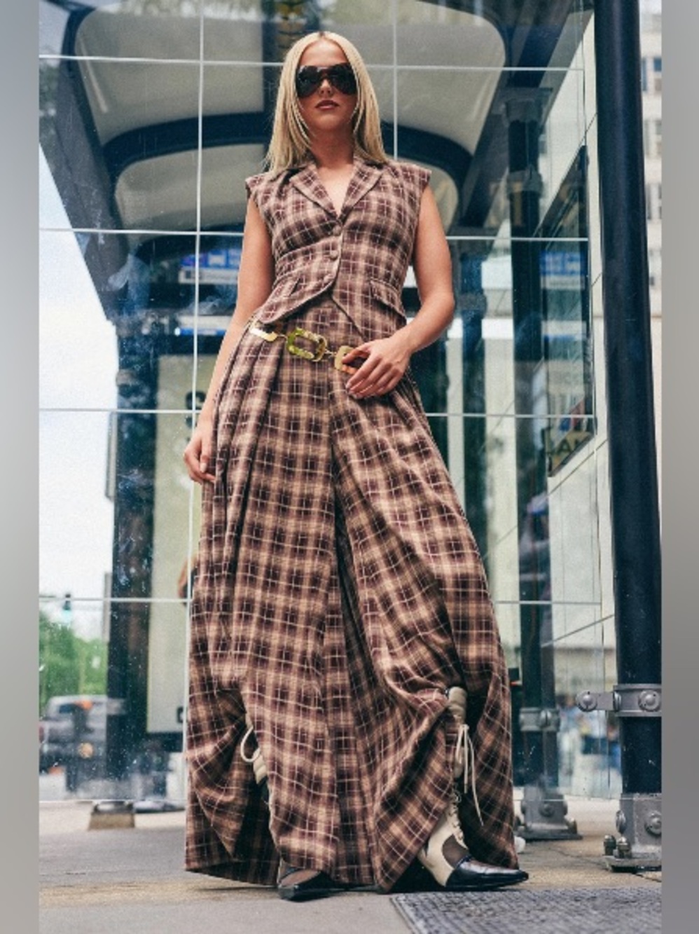 AKIRA PLAID PRINCESS TROUSER